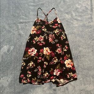 Black Floral Dress with Adjustable Spaghetti Straps